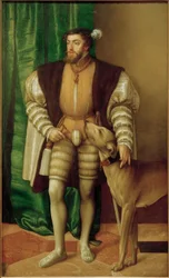 Kaiser Karl V. mit seiner Ulmer Dogge